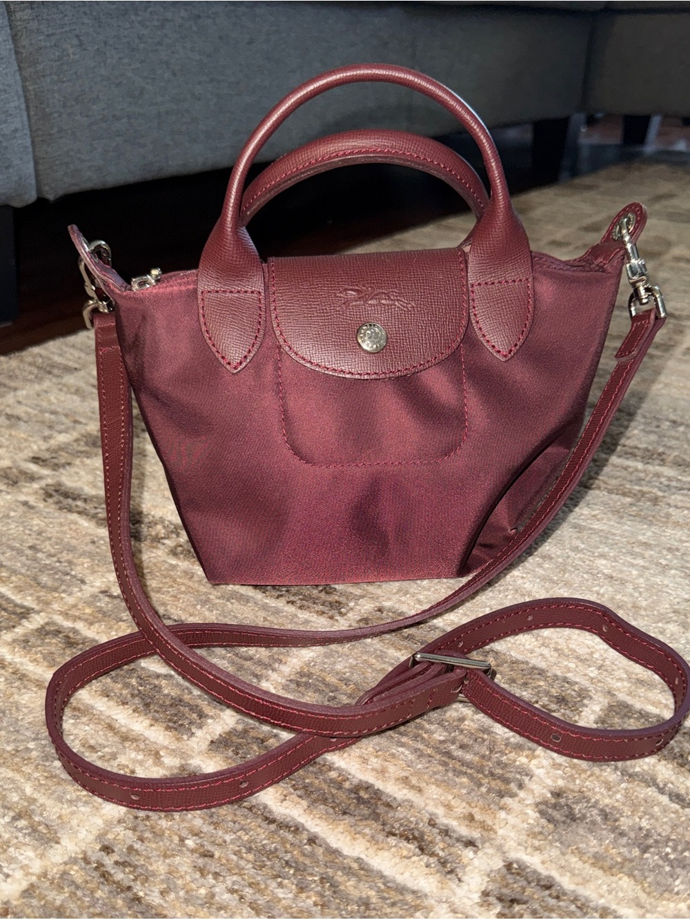 Longchamp Small Crossbody Bag in Burgundy Red